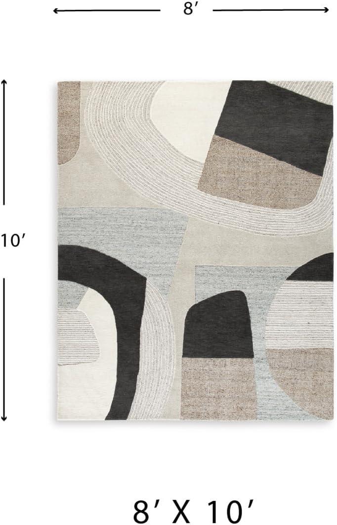 imageSignature Design by Ashley Edrickhill Casual Indoor HandTufted Abstract Wool Blend 8 x 10 Rug Light Brown amp Beige77 x 910 Rectangular