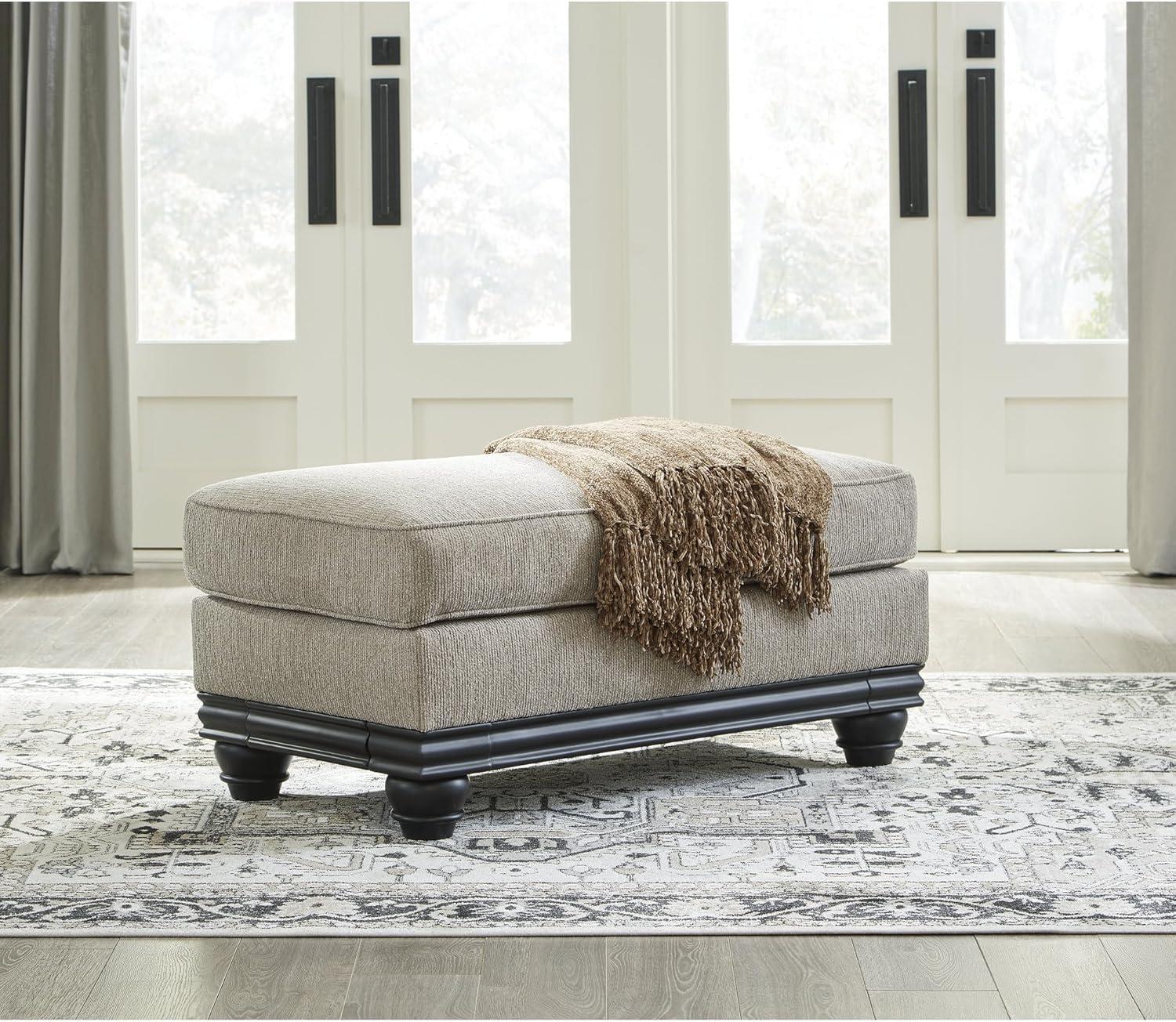 imageSignature Design by Ashley Elbiani Traditional Firmly Cushioned Rectangular Ottoman Light Brown amp Black