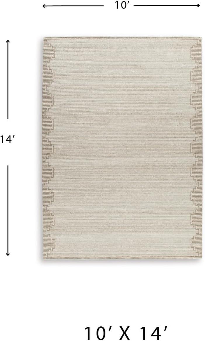 imageSignature Design by Ashley Emorymore Casual Indoor Striped Wool 10 x 14 Rug Light Brown amp Beige10 x 14 Rectangular