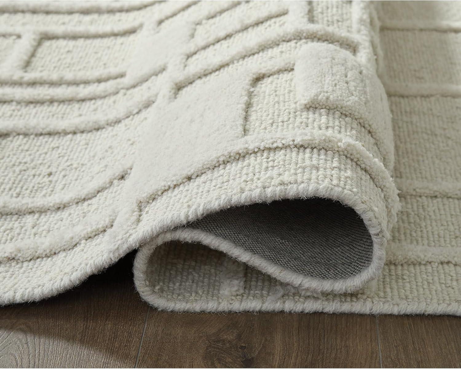 imageSignature Design by Ashley Empriss Casual Indoor Hand Woven Geometric Rectangular 5 x 7 Area Rug Beige