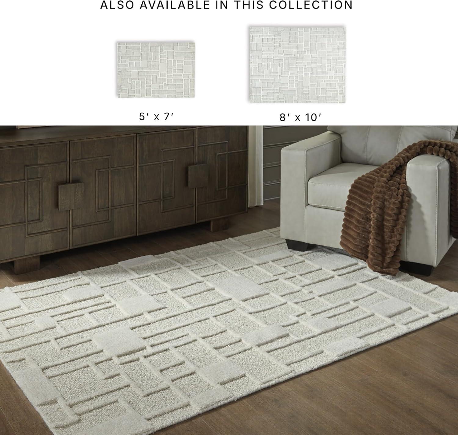 imageSignature Design by Ashley Empriss Casual Indoor Hand Woven Geometric Rectangular 5 x 7 Area Rug Beige