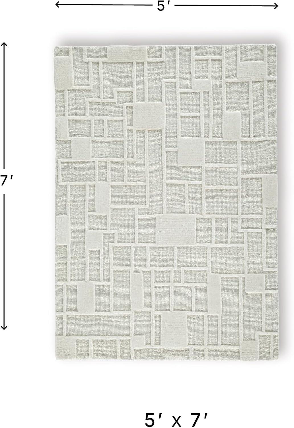 imageSignature Design by Ashley Empriss Casual Indoor Hand Woven Geometric Rectangular 5 x 7 Area Rug Beige