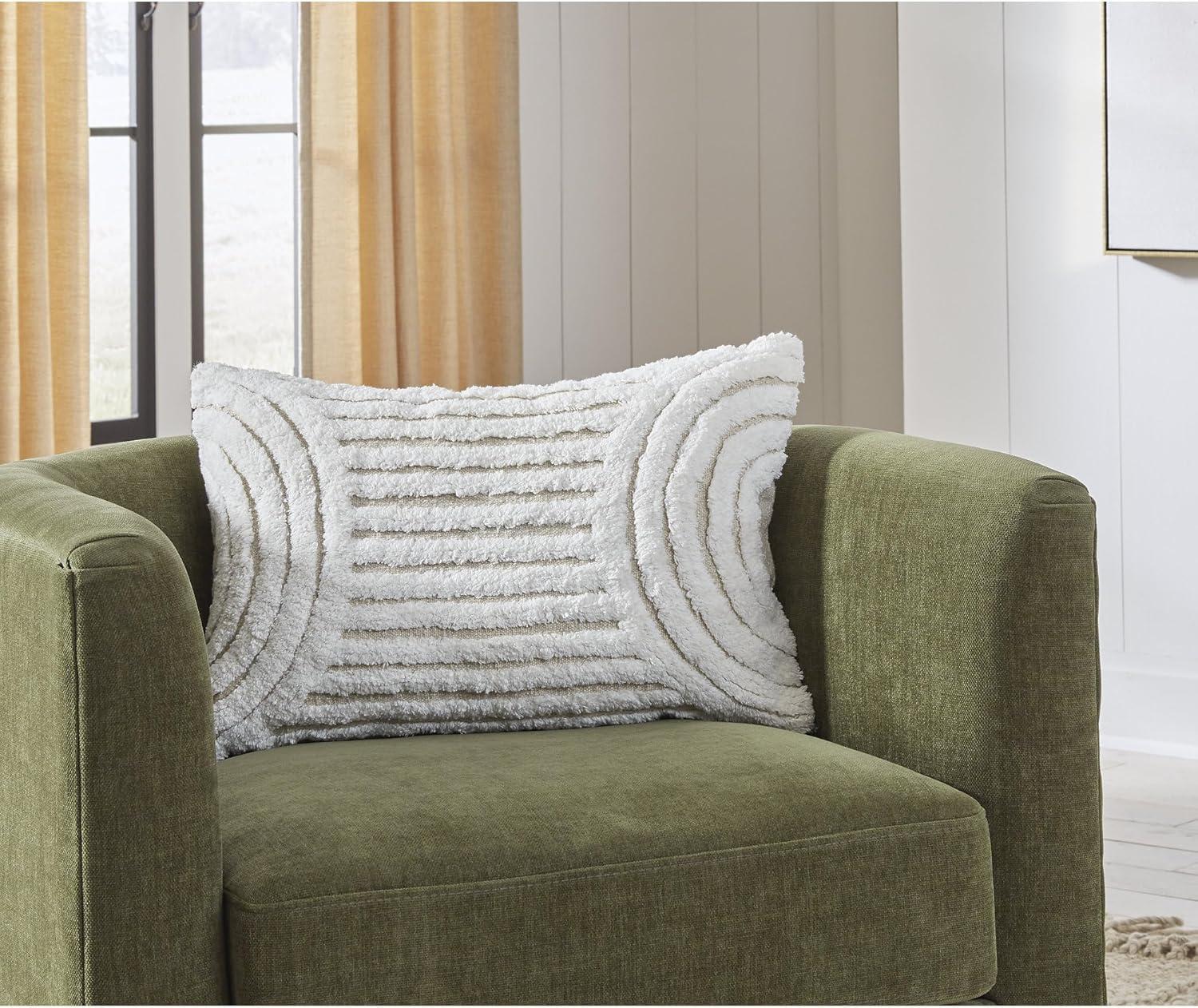 imageSignature Design by Ashley Farissen Casual Indoor Geometric 22 x 14 Inches Pillow with Zipper Closure White amp Light Brown