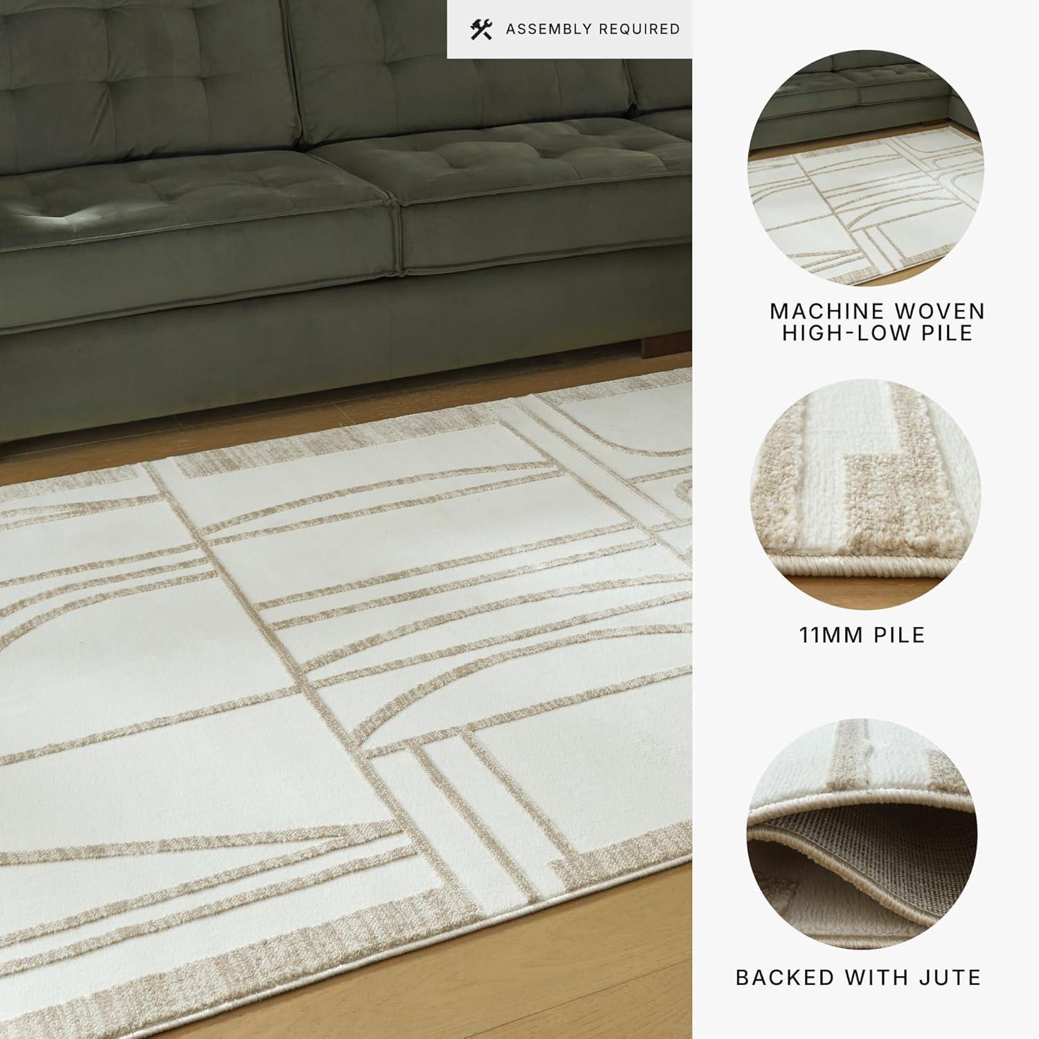 imageSignature Design by Ashley Farongrove Modern Indoor Geometric Rectangular 5 x 7 Area Rug Beige amp White