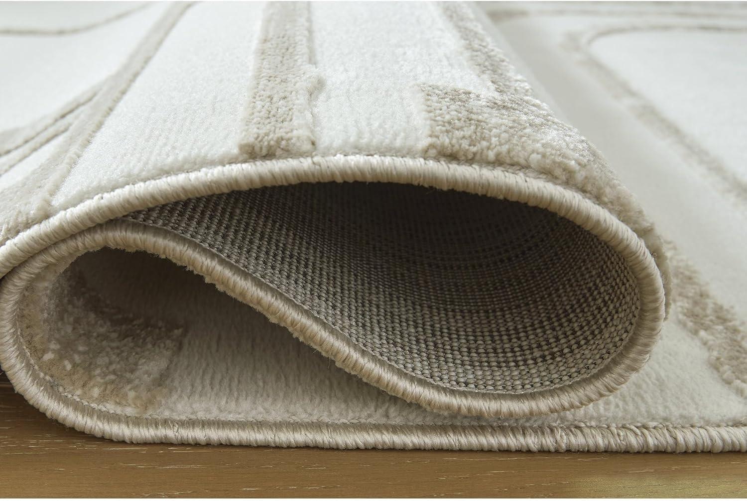 imageSignature Design by Ashley Farongrove Modern Indoor Geometric Rectangular 5 x 7 Area Rug Beige amp White