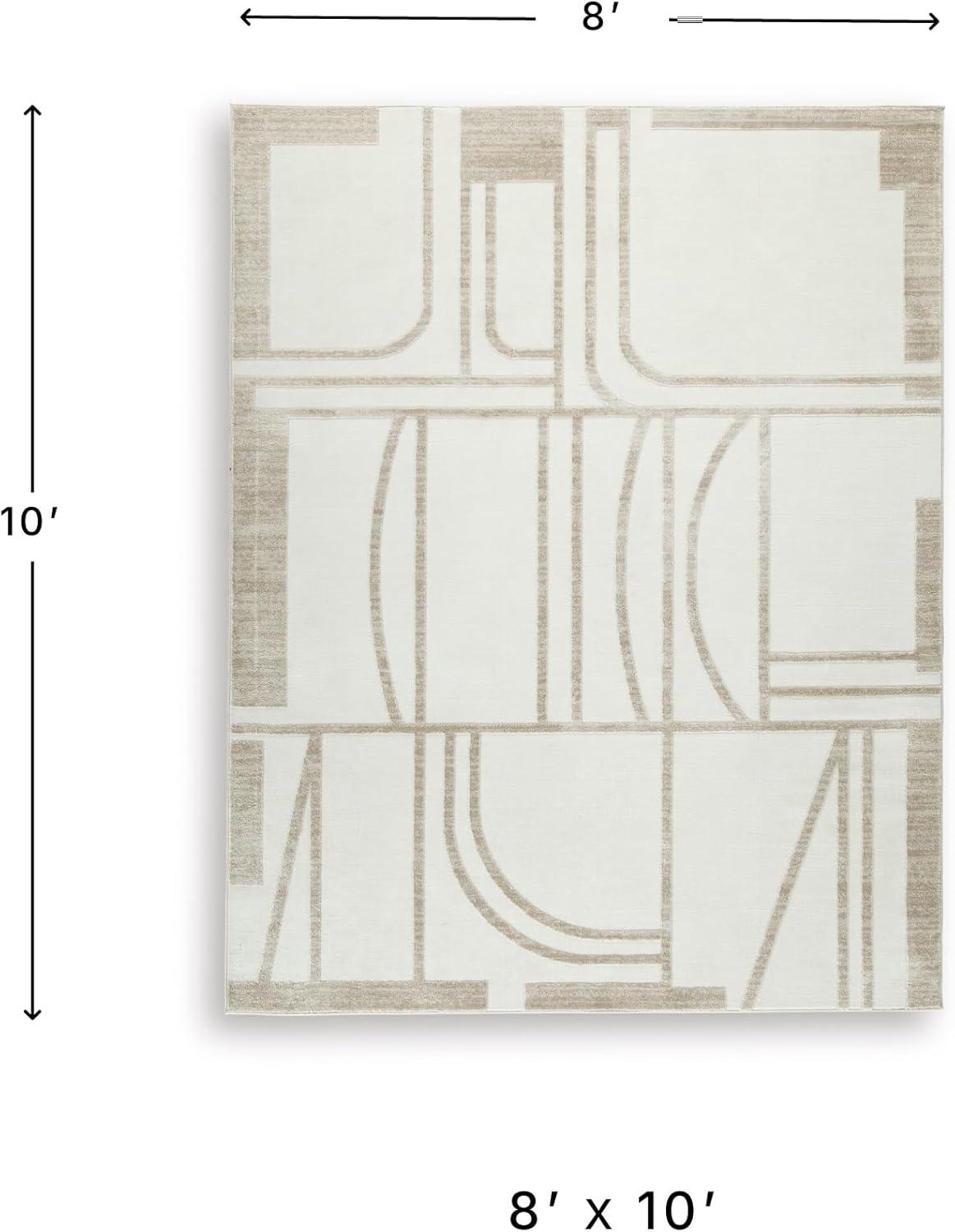 imageSignature Design by Ashley Farongrove Modern Indoor Geometric Rectangular 8 x 10 Area Rug Beige amp White
