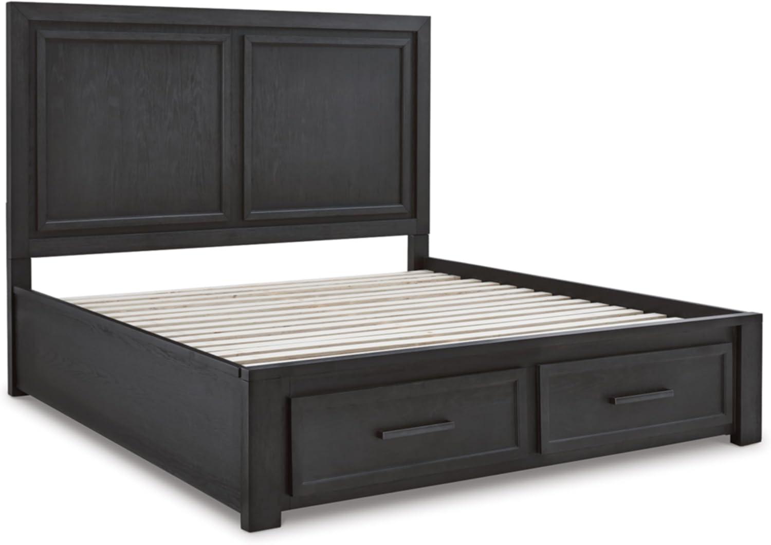 imageSignature Design by Ashley Foyland Transitional 2Drawer California King Platform Storage Bed Foundation or Box Spring Not Needed Black amp Dark BrownBlackBrown