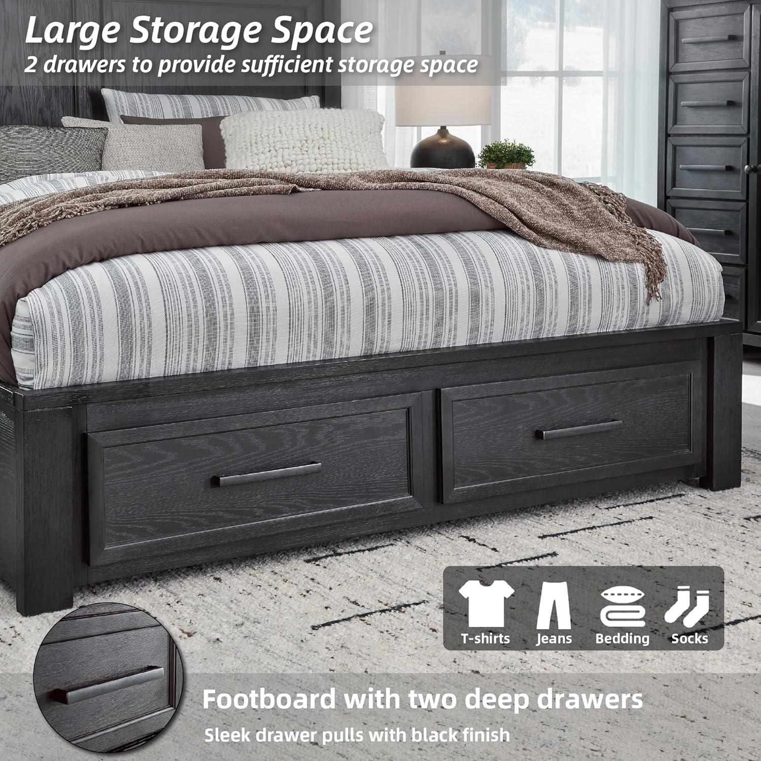 imageSignature Design by Ashley Foyland Transitional 2Drawer California King Platform Storage Bed Foundation or Box Spring Not Needed Black amp Dark BrownBlackBrown
