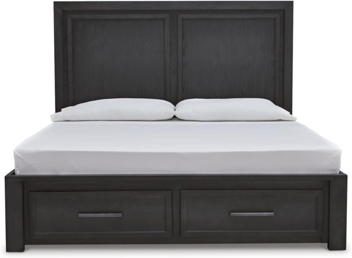 imageSignature Design by Ashley Foyland Transitional 2Drawer California King Platform Storage Bed Foundation or Box Spring Not Needed Black amp Dark BrownBlackBrown