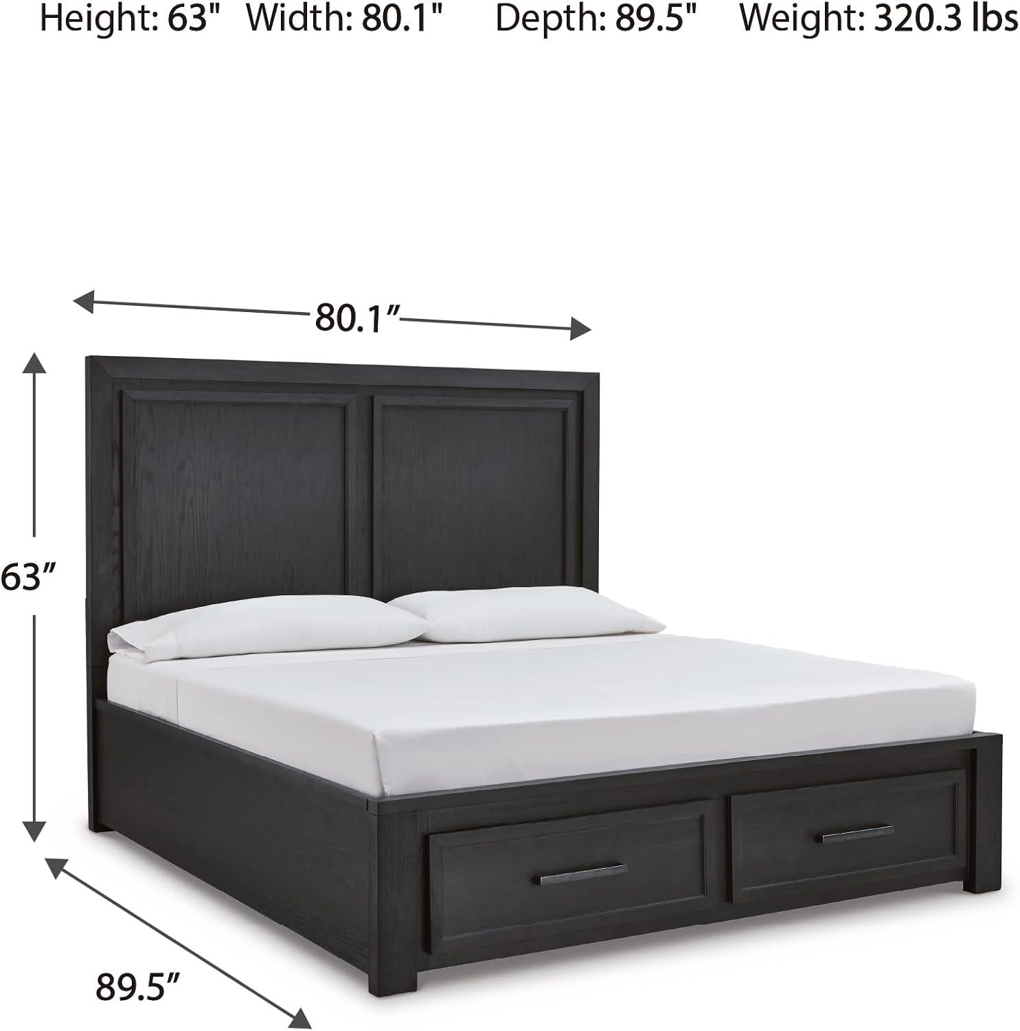 imageSignature Design by Ashley Foyland Transitional 2Drawer California King Platform Storage Bed Foundation or Box Spring Not Needed Black amp Dark BrownBlackBrown