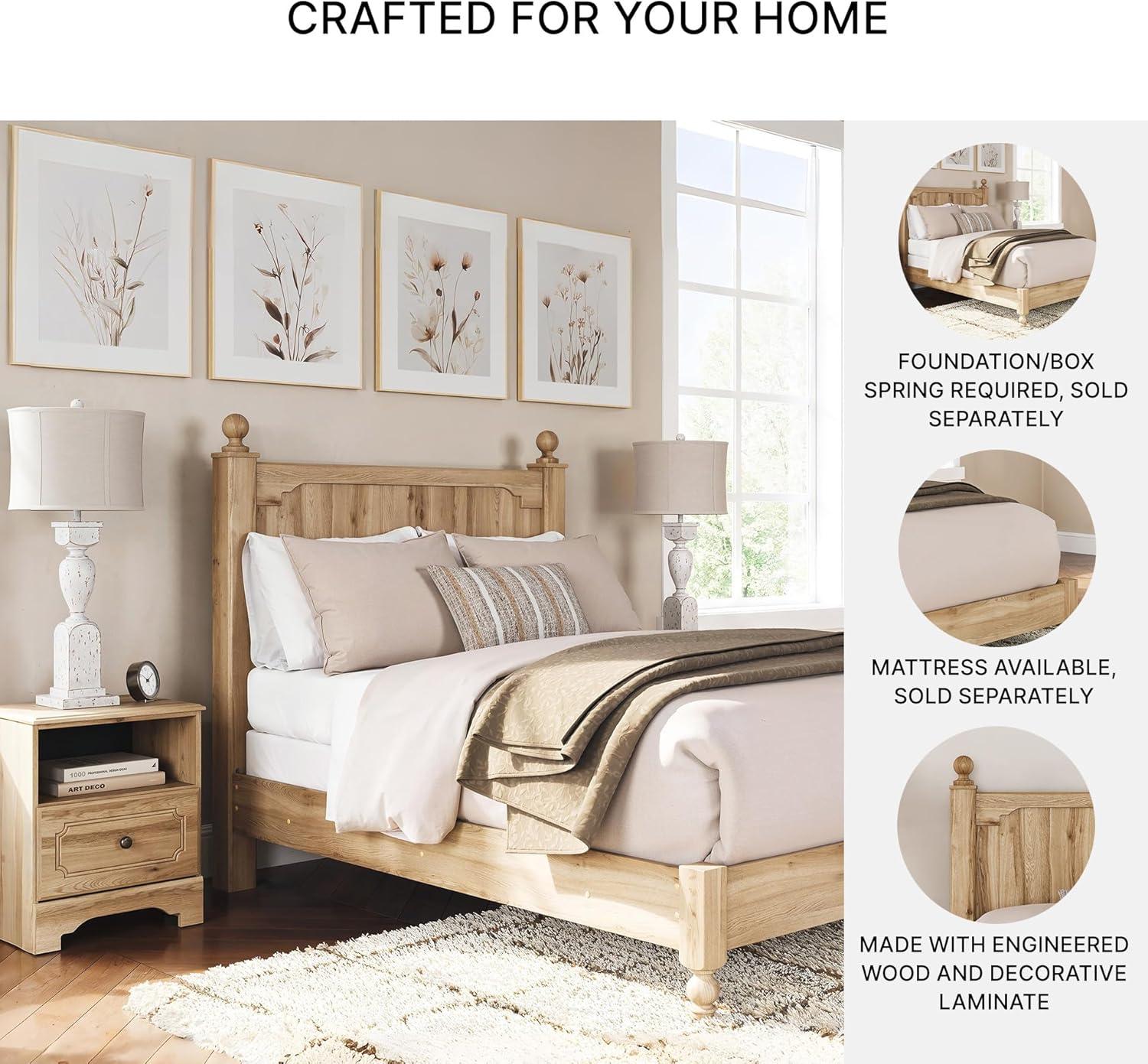 imageSignature Design by Ashley Galletyn Country Rustic Panel Bed Foundation or Box Spring Needed King Light BrownFull Panel Bed