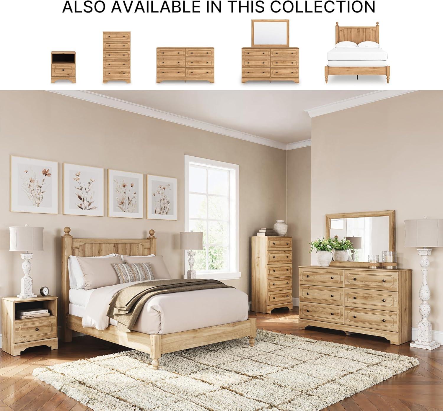 imageSignature Design by Ashley Galletyn Country Rustic Panel Bed Foundation or Box Spring Needed King Light BrownFull Panel Bed