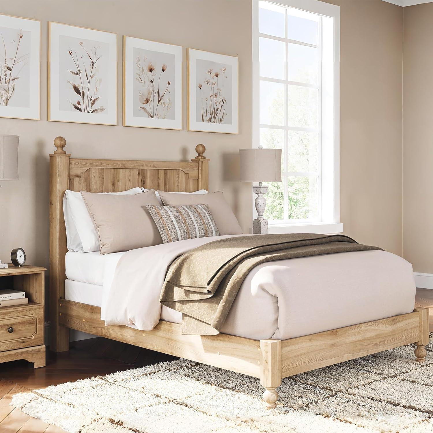 imageSignature Design by Ashley Galletyn Country Rustic Panel Bed Foundation or Box Spring Needed King Light BrownFull Panel Bed