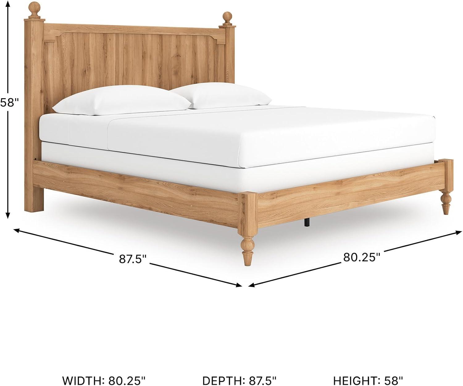 imageSignature Design by Ashley Galletyn Country Rustic Panel Bed Foundation or Box Spring Needed King Light BrownKing Panel Bed
