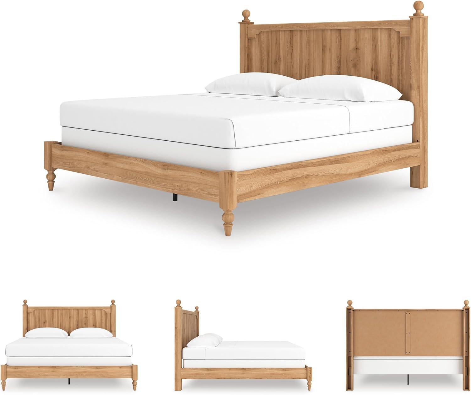 imageSignature Design by Ashley Galletyn Country Rustic Panel Bed Foundation or Box Spring Needed King Light BrownKing Panel Bed