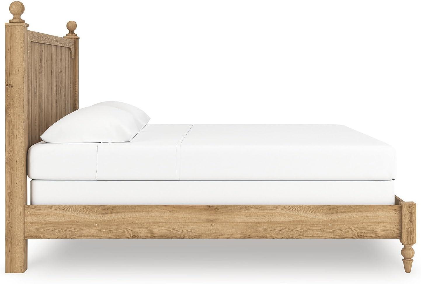 imageSignature Design by Ashley Galletyn Country Rustic Panel Bed Foundation or Box Spring Needed King Light BrownKing Panel Bed