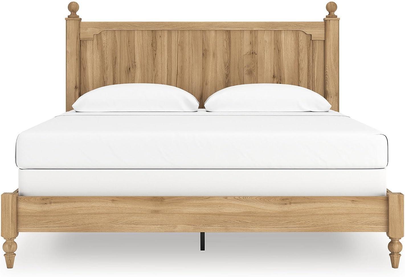 imageSignature Design by Ashley Galletyn Country Rustic Panel Bed Foundation or Box Spring Needed King Light BrownKing Panel Bed
