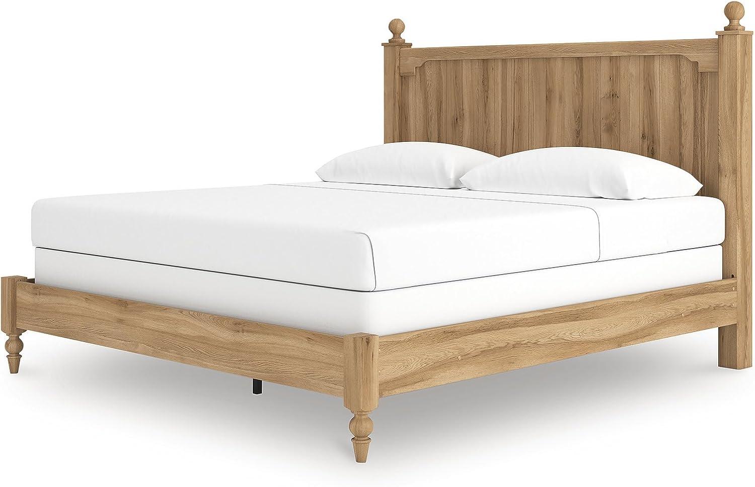 imageSignature Design by Ashley Galletyn Country Rustic Panel Bed Foundation or Box Spring Needed King Light BrownKing Panel Bed