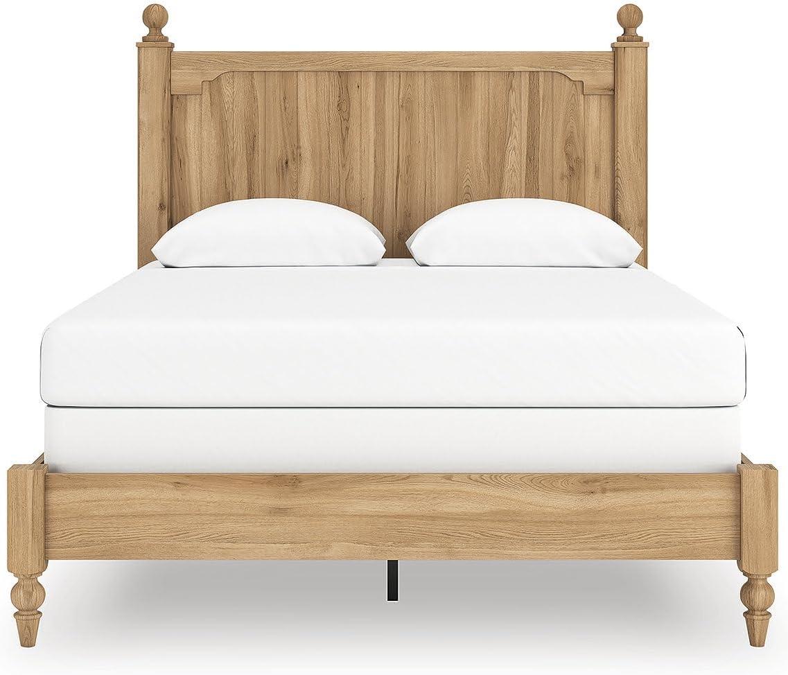 imageSignature Design by Ashley Galletyn Country Rustic Panel Bed Foundation or Box Spring Needed King Light BrownQueen Panel Bed