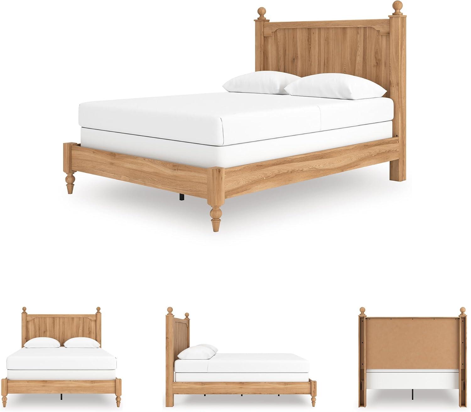 imageSignature Design by Ashley Galletyn Country Rustic Panel Bed Foundation or Box Spring Needed King Light BrownQueen Panel Bed