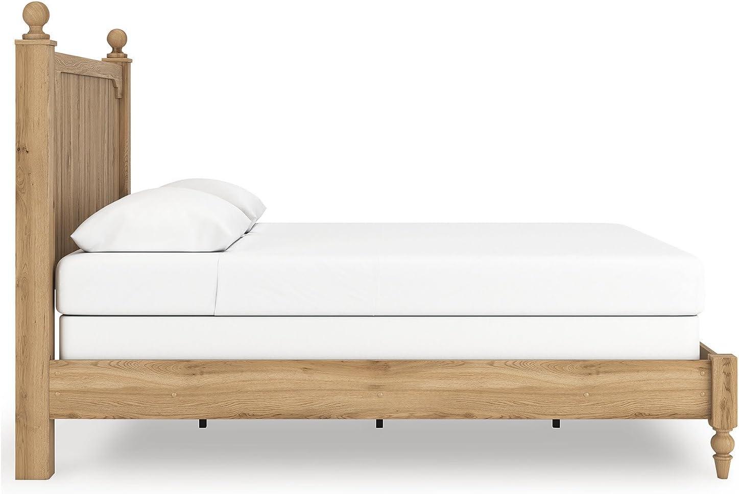 imageSignature Design by Ashley Galletyn Country Rustic Panel Bed Foundation or Box Spring Needed King Light BrownQueen Panel Bed