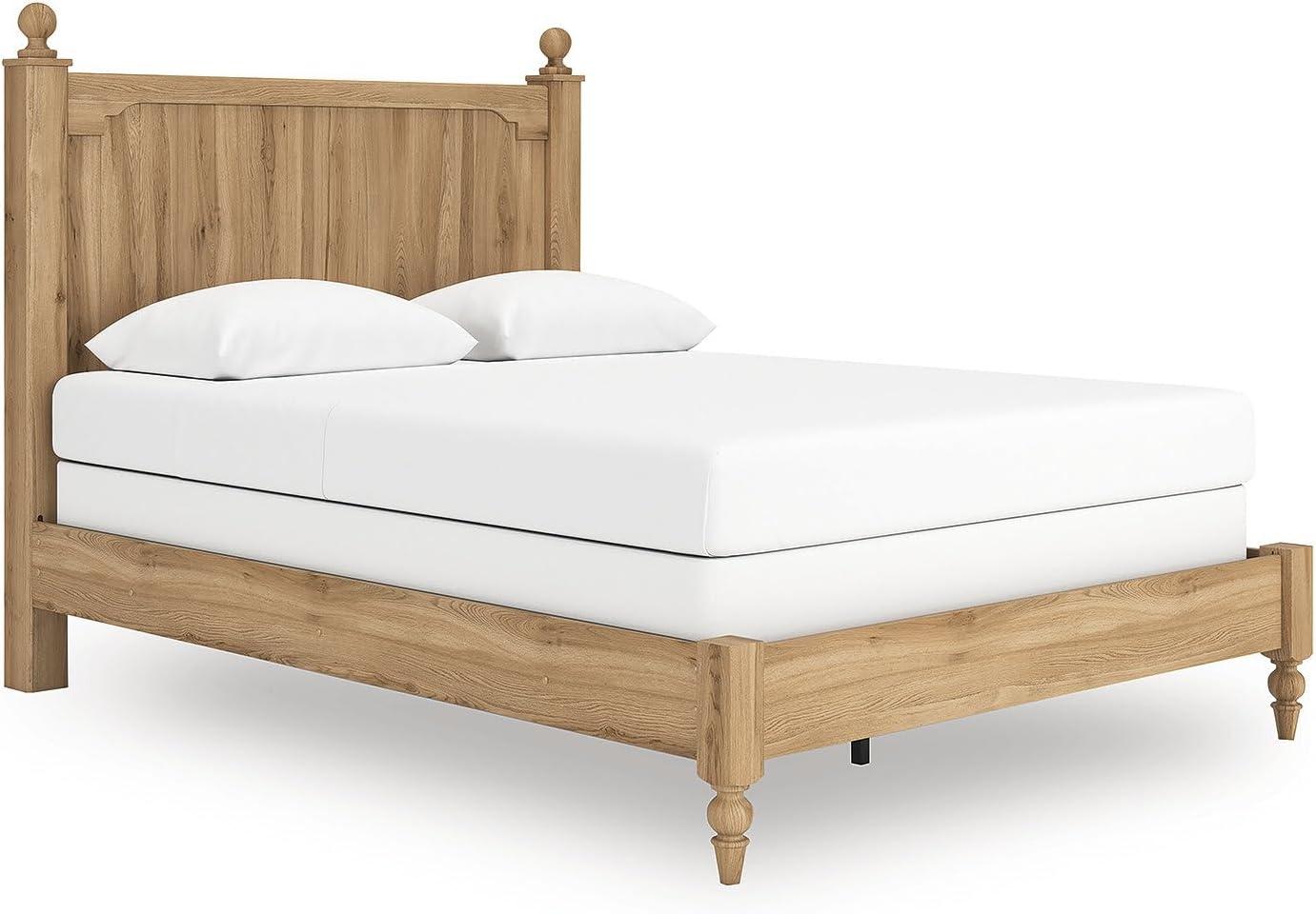 imageSignature Design by Ashley Galletyn Country Rustic Panel Bed Foundation or Box Spring Needed King Light BrownQueen Panel Bed