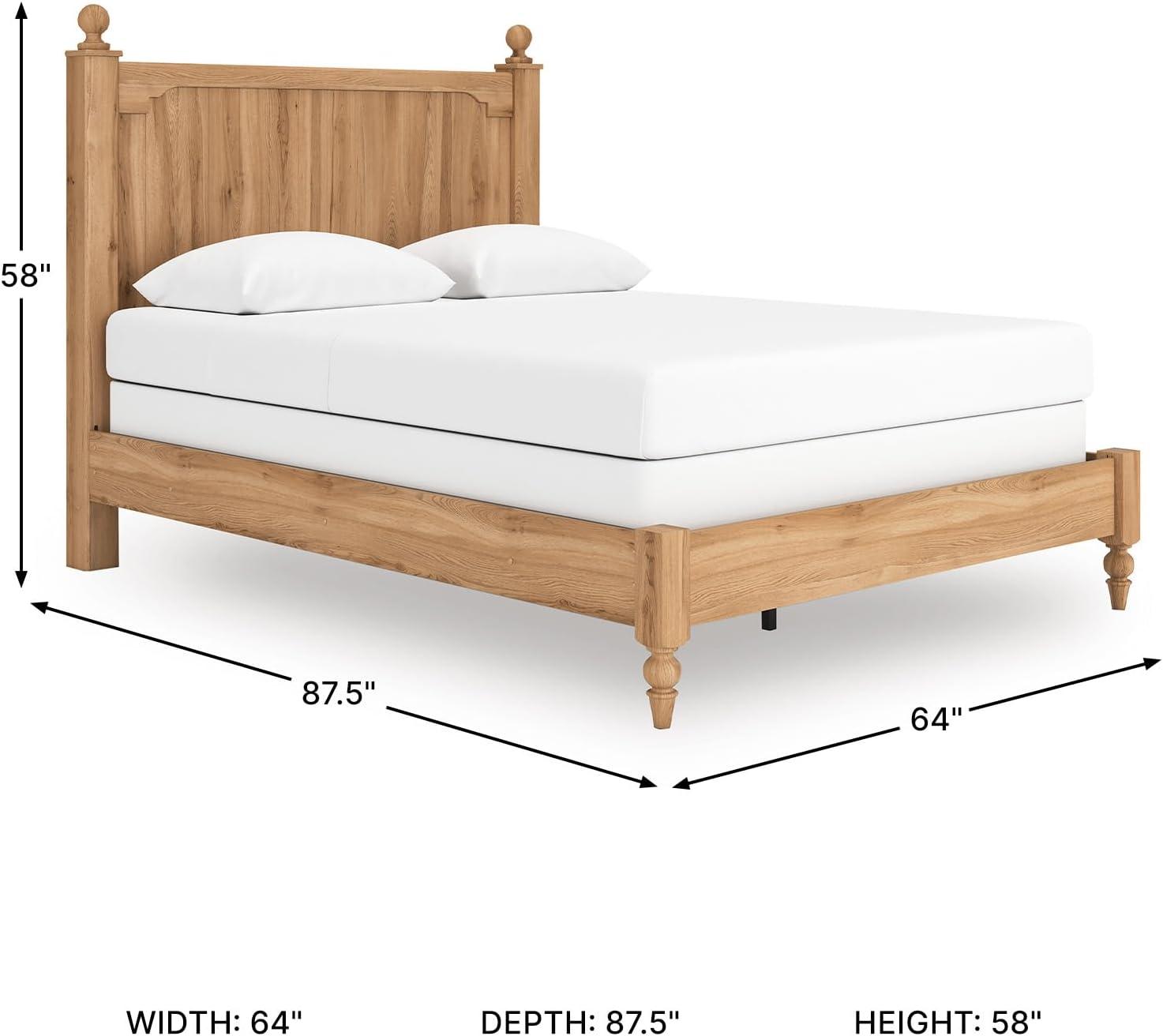 imageSignature Design by Ashley Galletyn Country Rustic Panel Bed Foundation or Box Spring Needed King Light BrownQueen Panel Bed