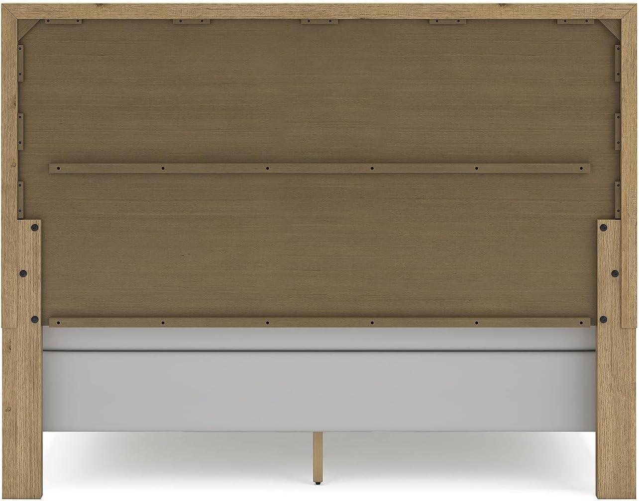 imageSignature Design by Ashley Galliden Farmhouse King Panel Bed Foundation or Box Spring Needed Light BrownKing Panel Bed