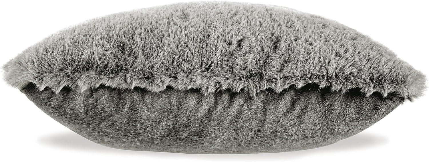 imageSignature Design by Ashley Gariland Modern Square Faux Rabbit Fur Accent Pillow 20 x 20 Inches WhiteGray