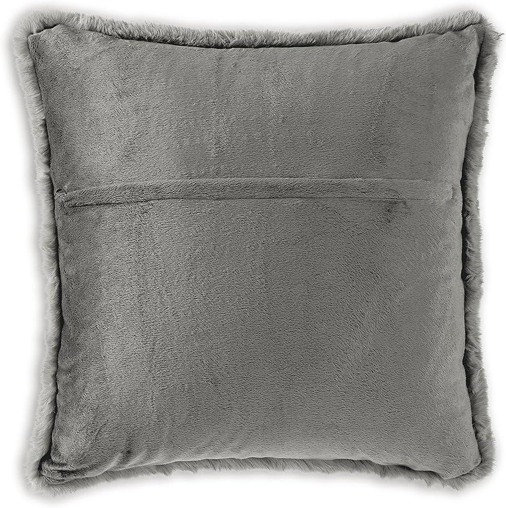 imageSignature Design by Ashley Gariland Modern Square Faux Rabbit Fur Accent Pillow 20 x 20 Inches WhiteGray