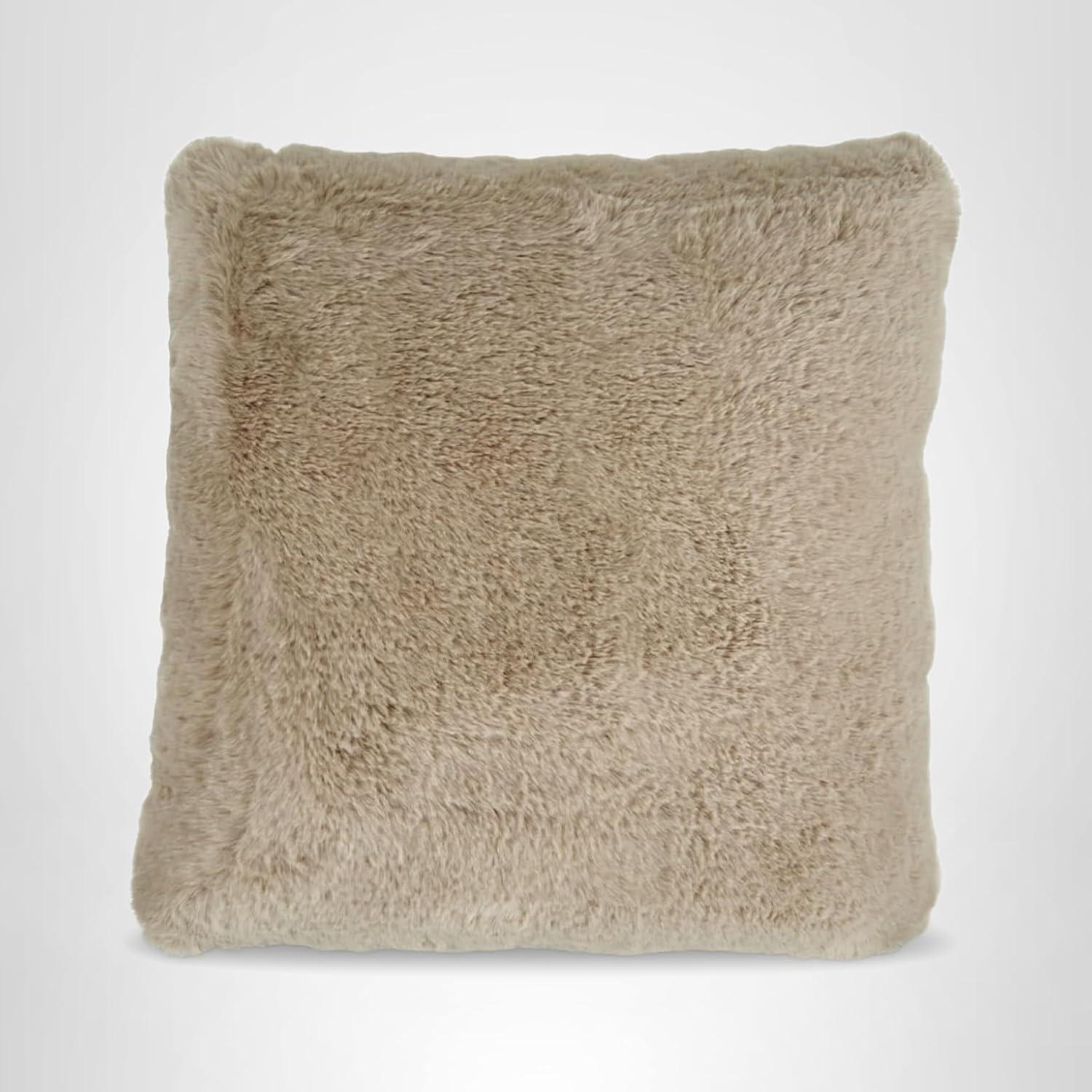 imageSignature Design by Ashley Gariland Modern Square Faux Rabbit Fur Accent Pillow 20 x 20 Inches WhiteLight Brown