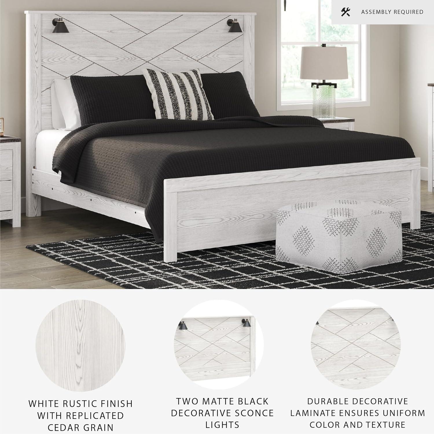 imageSignature Design by Ashley Gerridan Farmhouse Queen Panel Bed Foundation or Box Spring Needed White amp Light GrayWhiteBlack