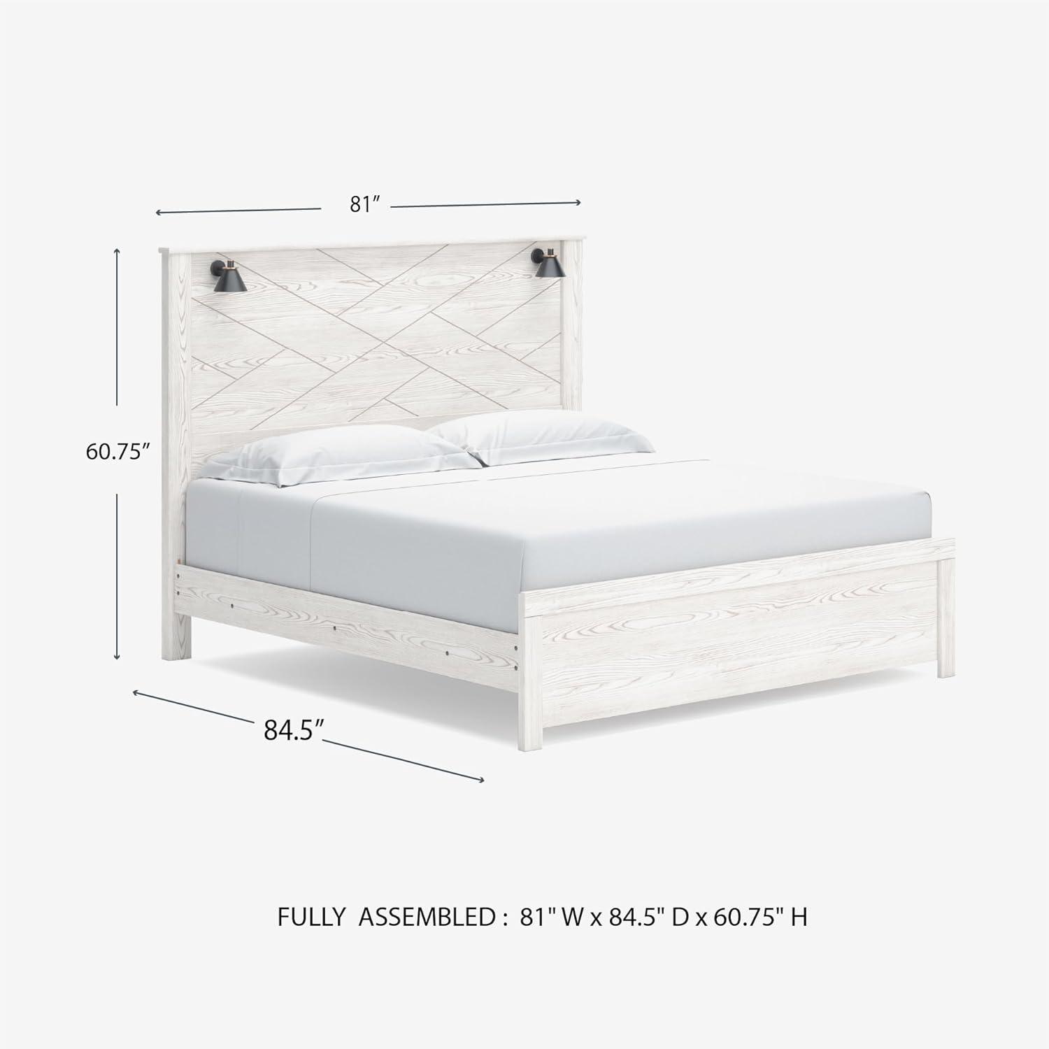 imageSignature Design by Ashley Gerridan Farmhouse Queen Panel Bed Foundation or Box Spring Needed White amp Light GrayWhiteBlack