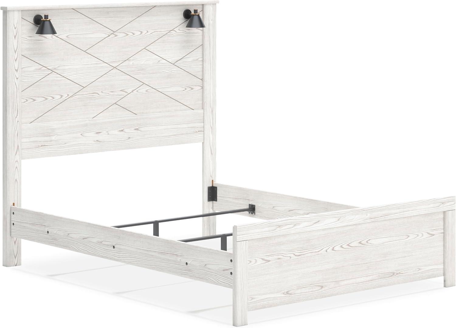 imageSignature Design by Ashley Gerridan Farmhouse Queen Panel Bed Foundation or Box Spring Needed White amp Light GrayWhiteBlack