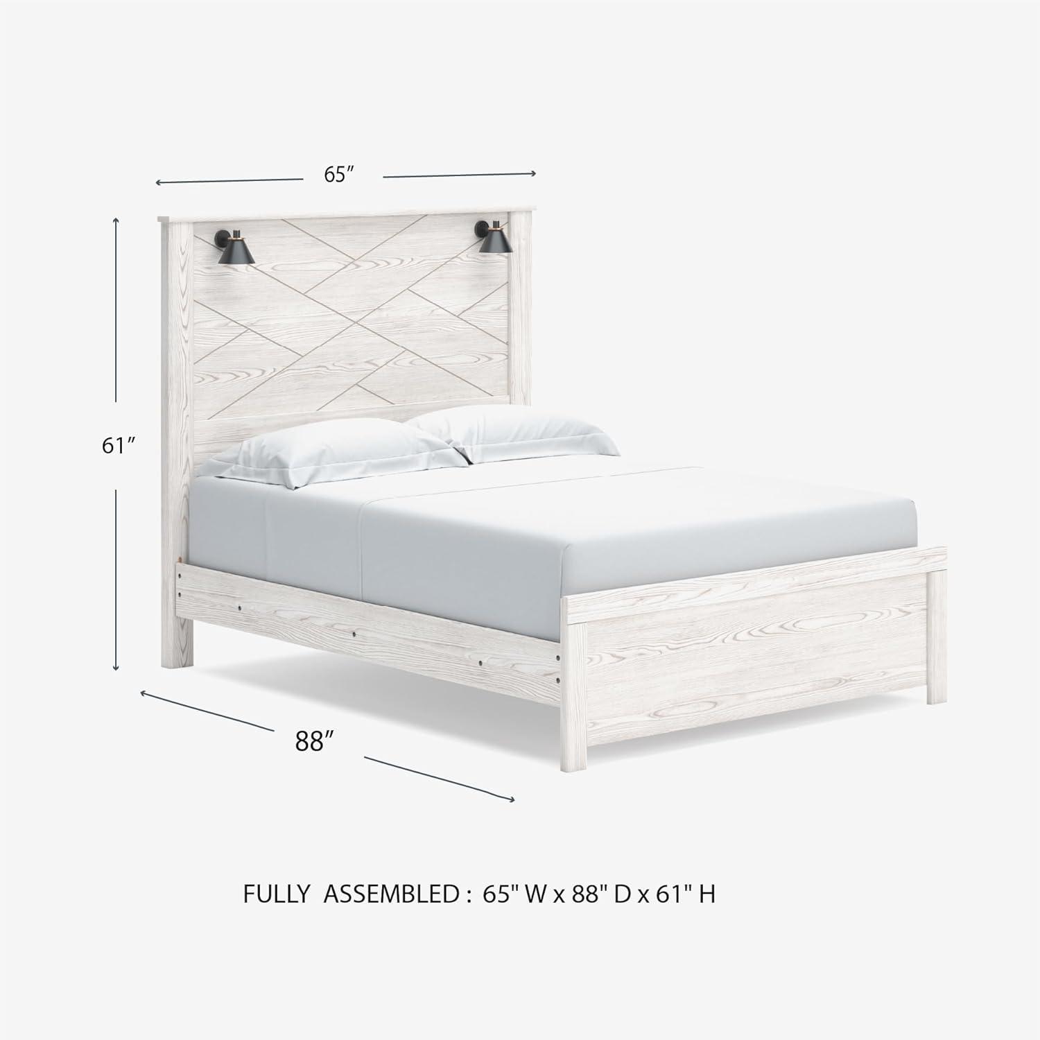 imageSignature Design by Ashley Gerridan Farmhouse Queen Panel Bed Foundation or Box Spring Needed White amp Light GrayWhiteBlack