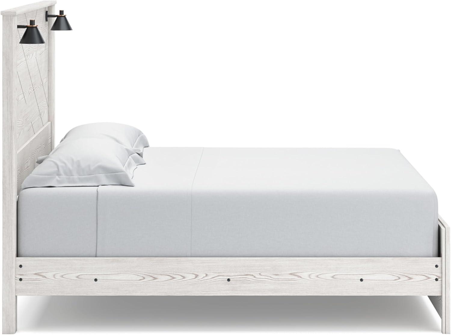 imageSignature Design by Ashley Gerridan Farmhouse Queen Panel Bed Foundation or Box Spring Needed White amp Light GrayWhiteBlack