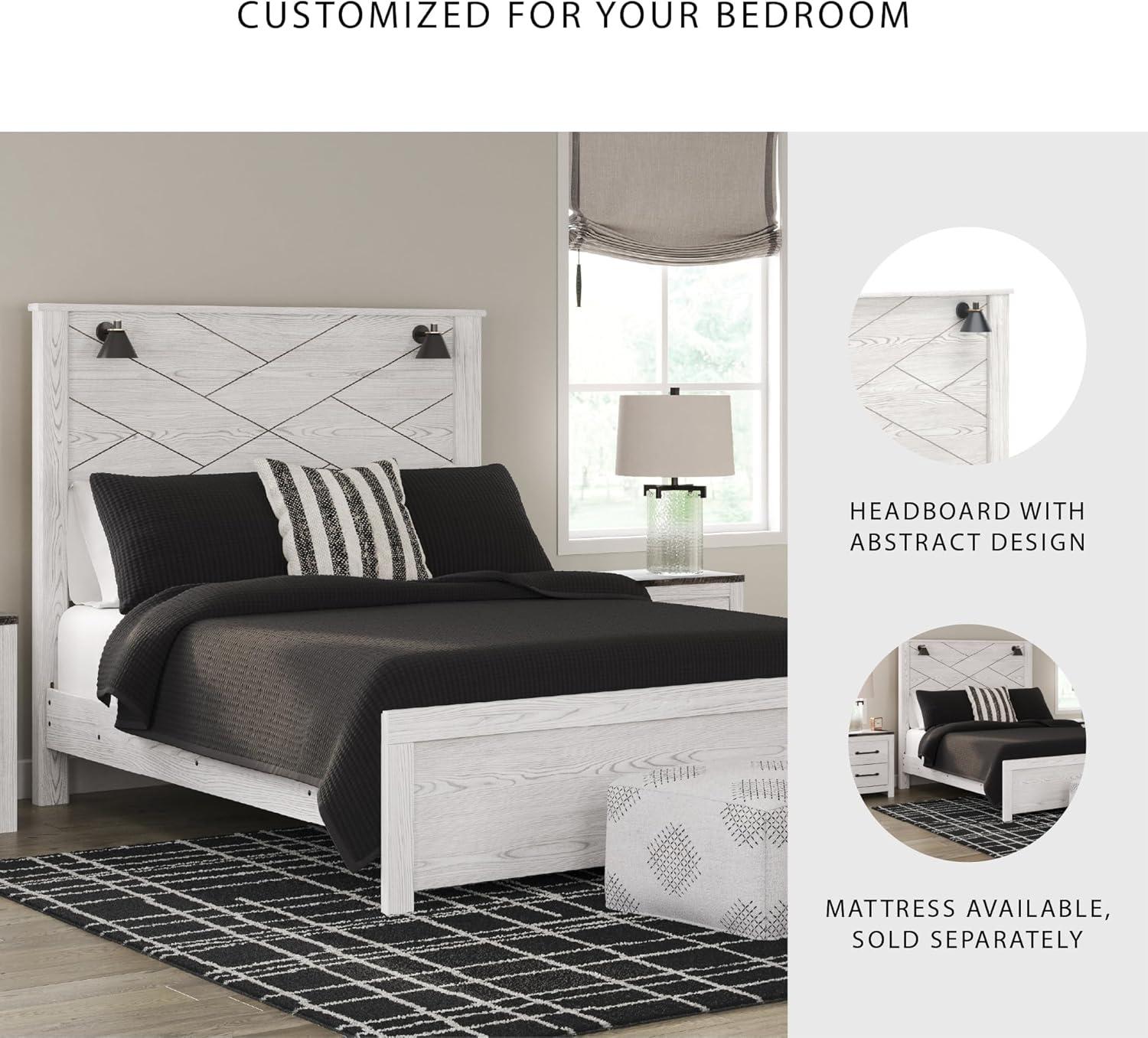 imageSignature Design by Ashley Gerridan Farmhouse Queen Panel Bed Foundation or Box Spring Needed White amp Light GrayWhiteBlack