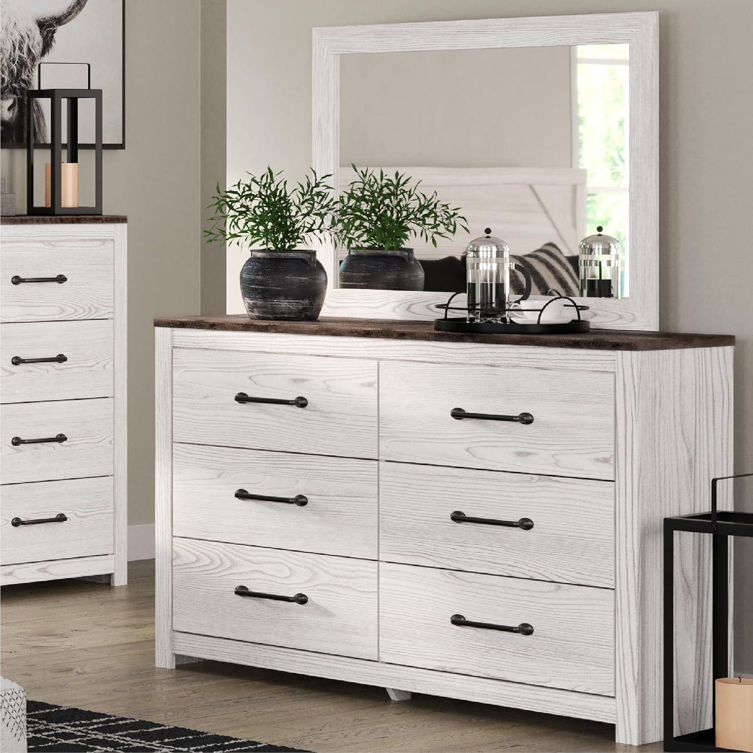 imageSignature Design by Ashley Gerridan Farmhouse Queen Panel Bed Foundation or Box Spring Needed White amp Light GrayWhiteGray