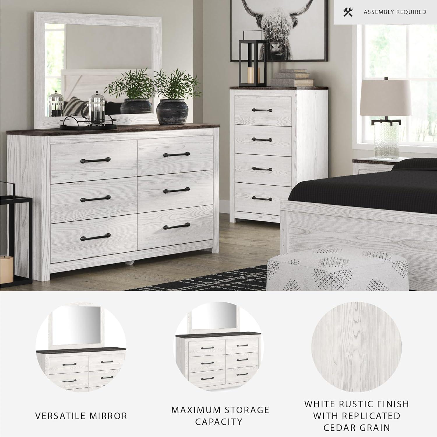 imageSignature Design by Ashley Gerridan Farmhouse Queen Panel Bed Foundation or Box Spring Needed White amp Light GrayWhiteGray