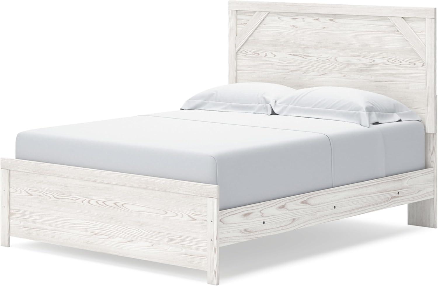 imageSignature Design by Ashley Gerridan Farmhouse Queen Panel Bed Foundation or Box Spring Needed White amp Light GrayWhiteGray