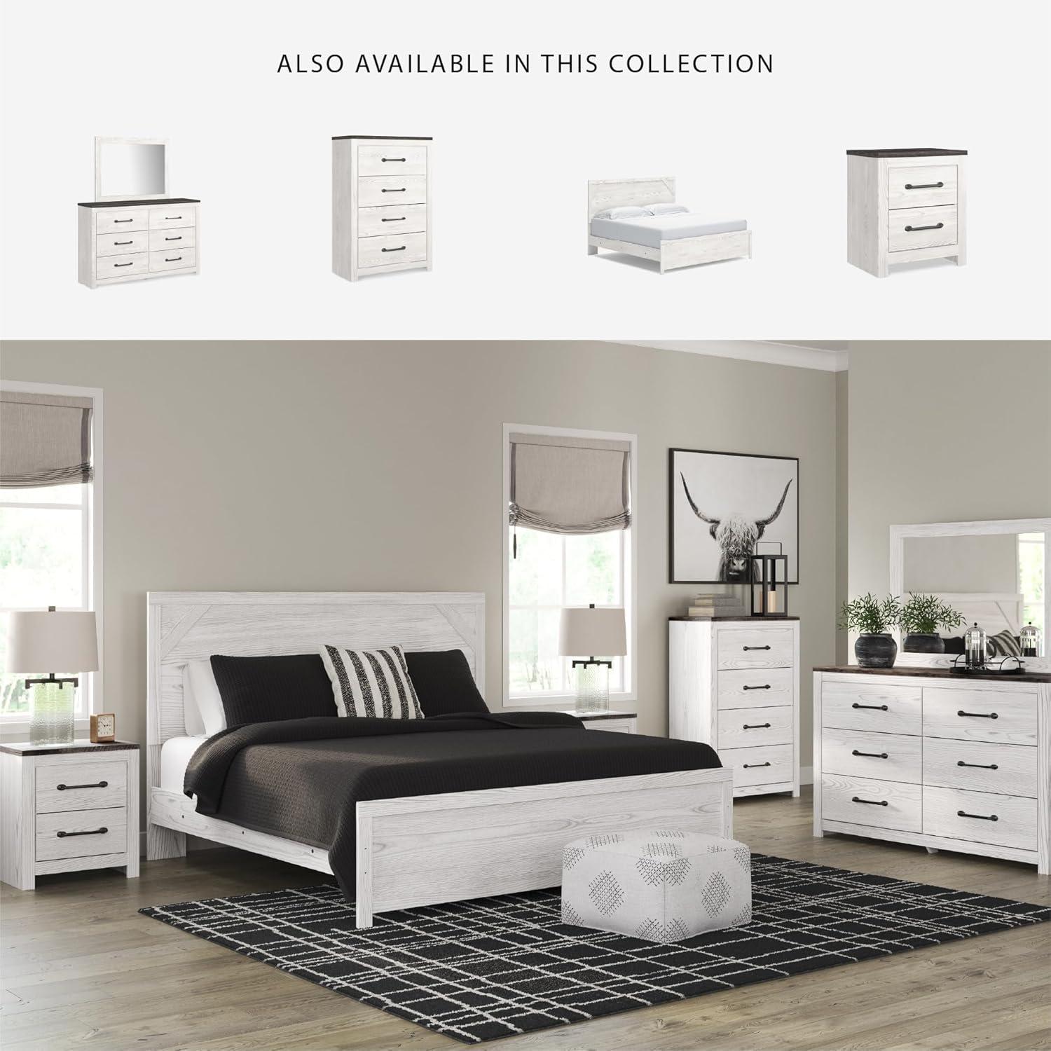 imageSignature Design by Ashley Gerridan Farmhouse Queen Panel Bed Foundation or Box Spring Needed White amp Light GrayWhiteGray