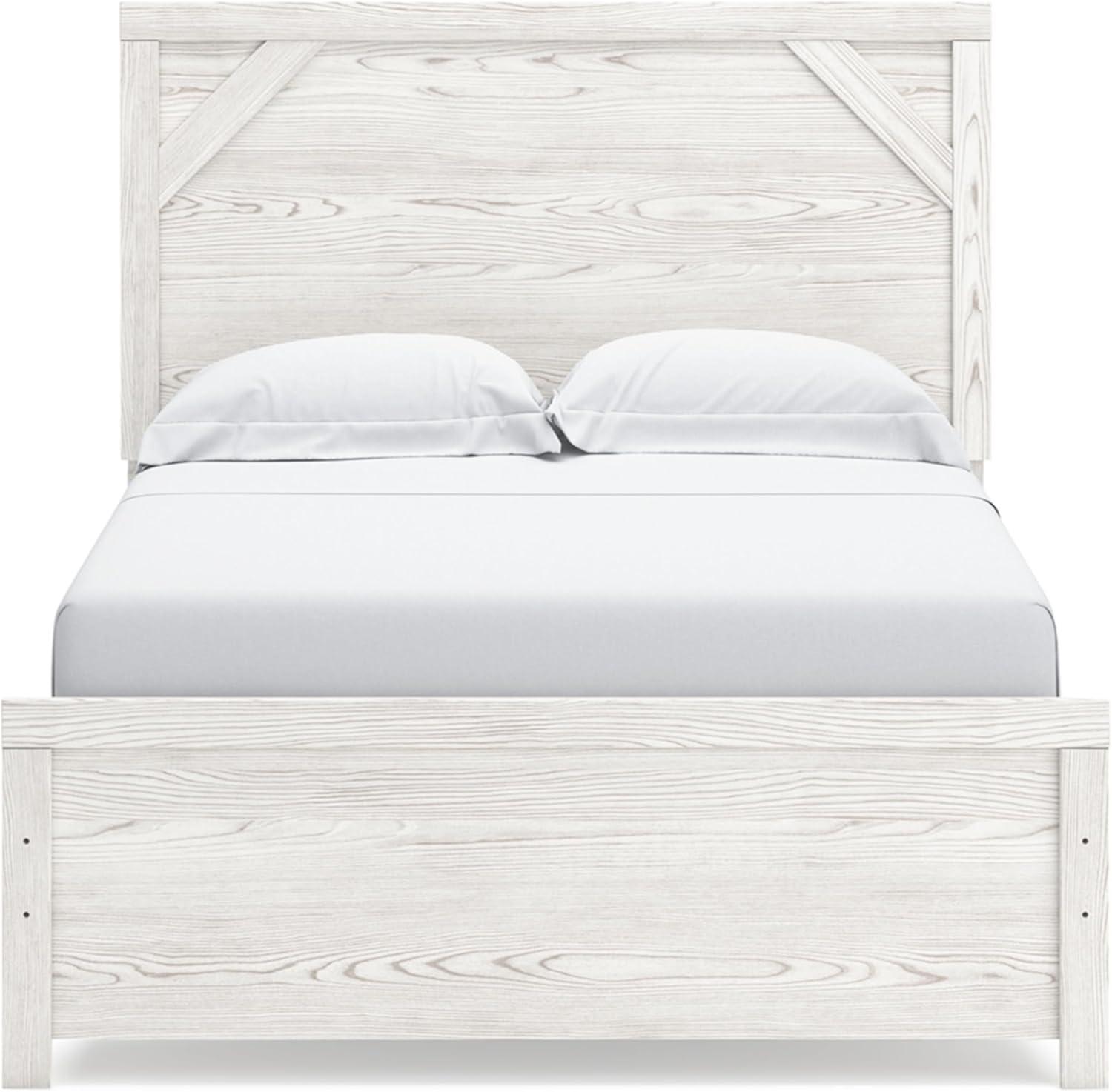 imageSignature Design by Ashley Gerridan Farmhouse Queen Panel Bed Foundation or Box Spring Needed White amp Light GrayWhiteGray