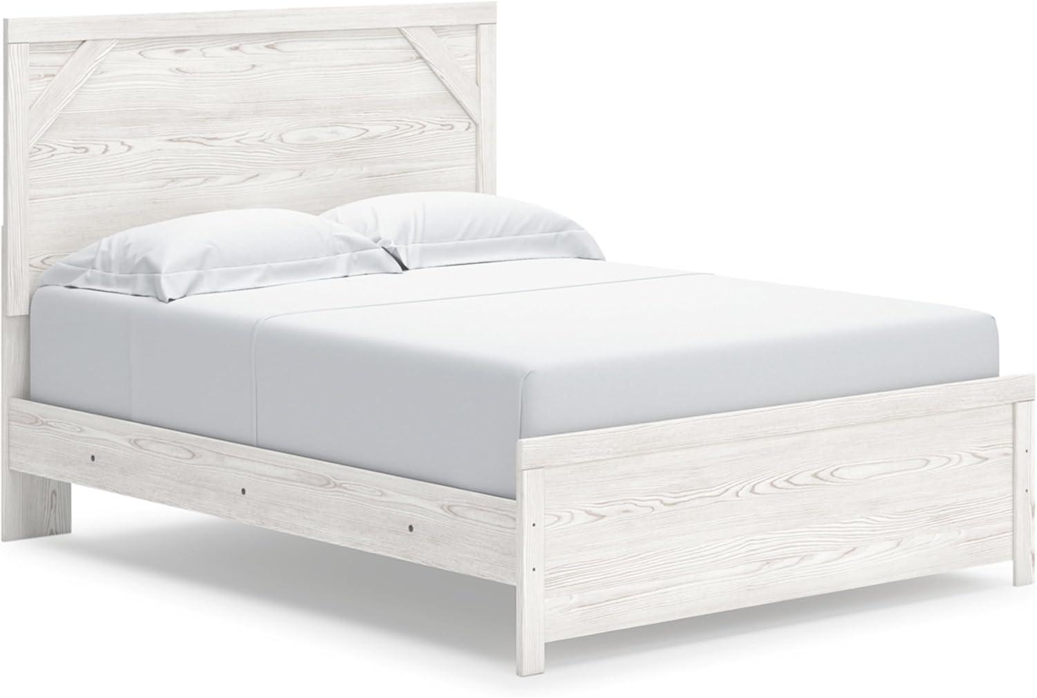 imageSignature Design by Ashley Gerridan Farmhouse Queen Panel Bed Foundation or Box Spring Needed White amp Light GrayWhiteGray