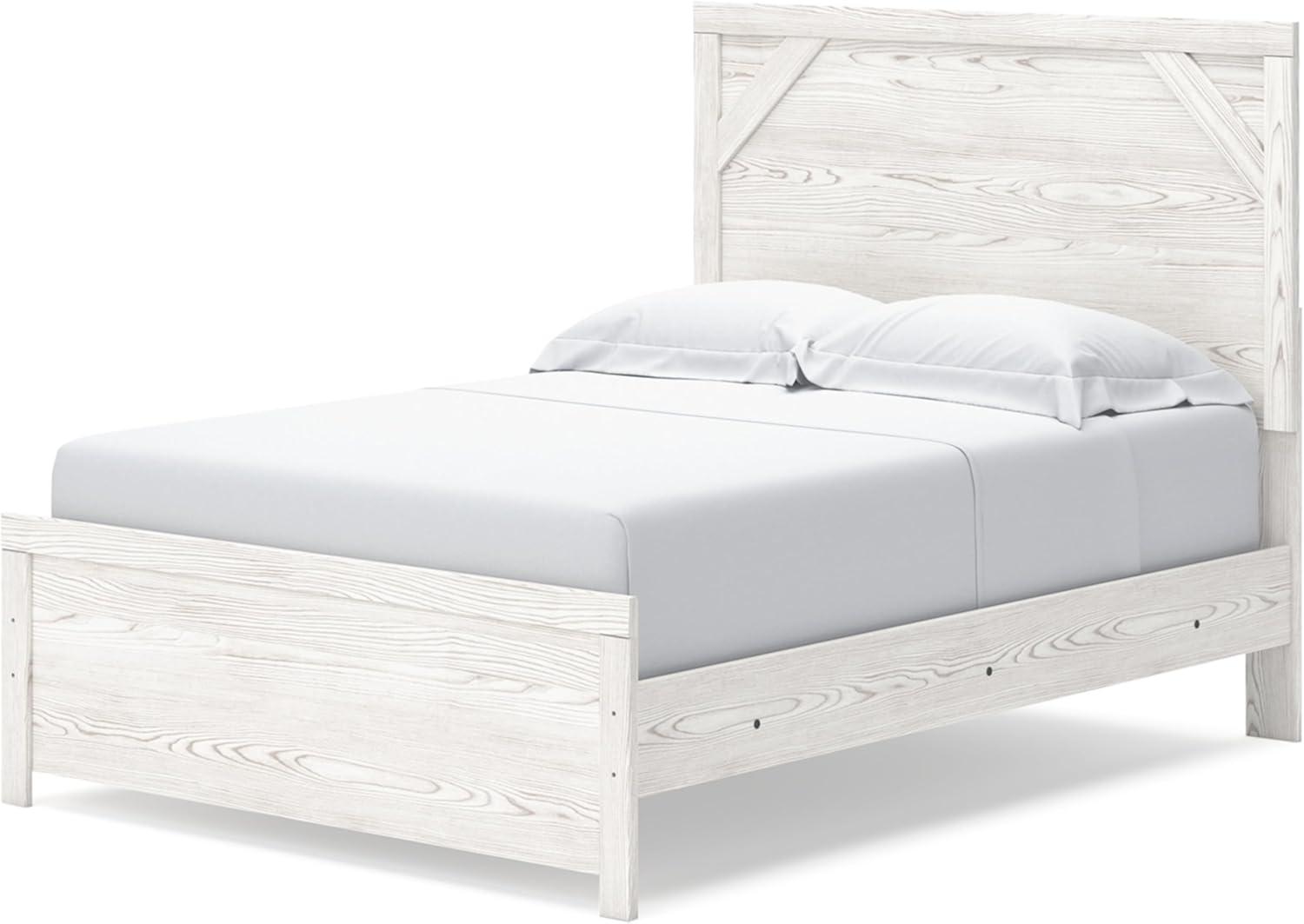 imageSignature Design by Ashley Gerridan Farmhouse Queen Panel Bed Foundation or Box Spring Needed White amp Light GrayWhiteGray