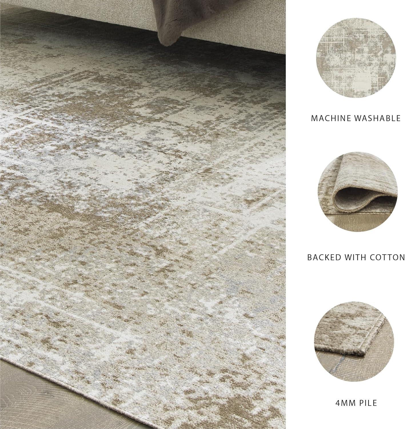 imageSignature Design by Ashley Grifflain Contemporary Indoor Washable Abstract Pattern 5 x 7 Rug Light Brown amp Light Gray