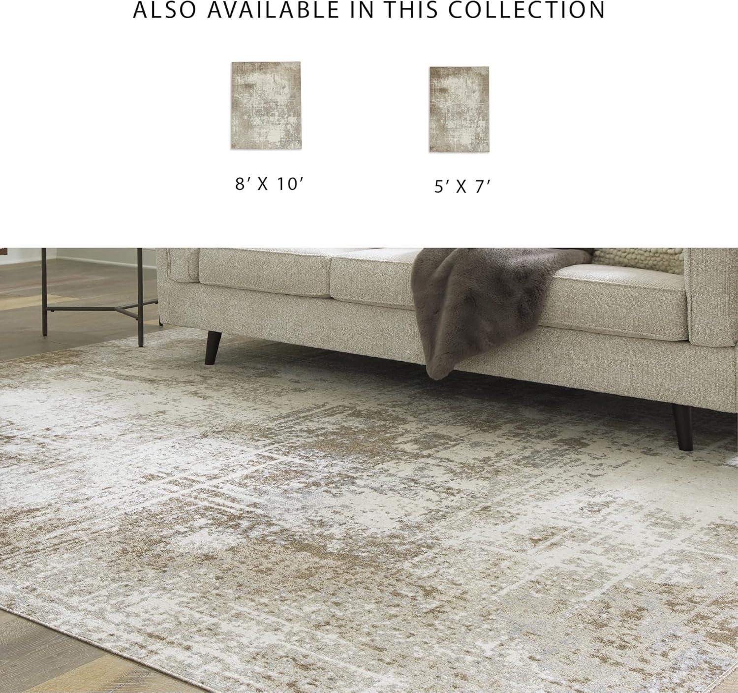 imageSignature Design by Ashley Grifflain Contemporary Indoor Washable Abstract Pattern 5 x 7 Rug Light Brown amp Light Gray