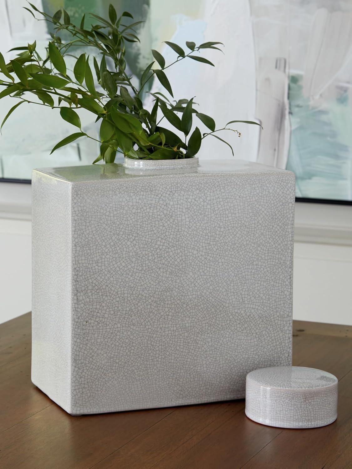 imageSignature Design by Ashley Haddworth Traditional Crackle Glazed Ceramic Jar with Topper White4326 Ounces