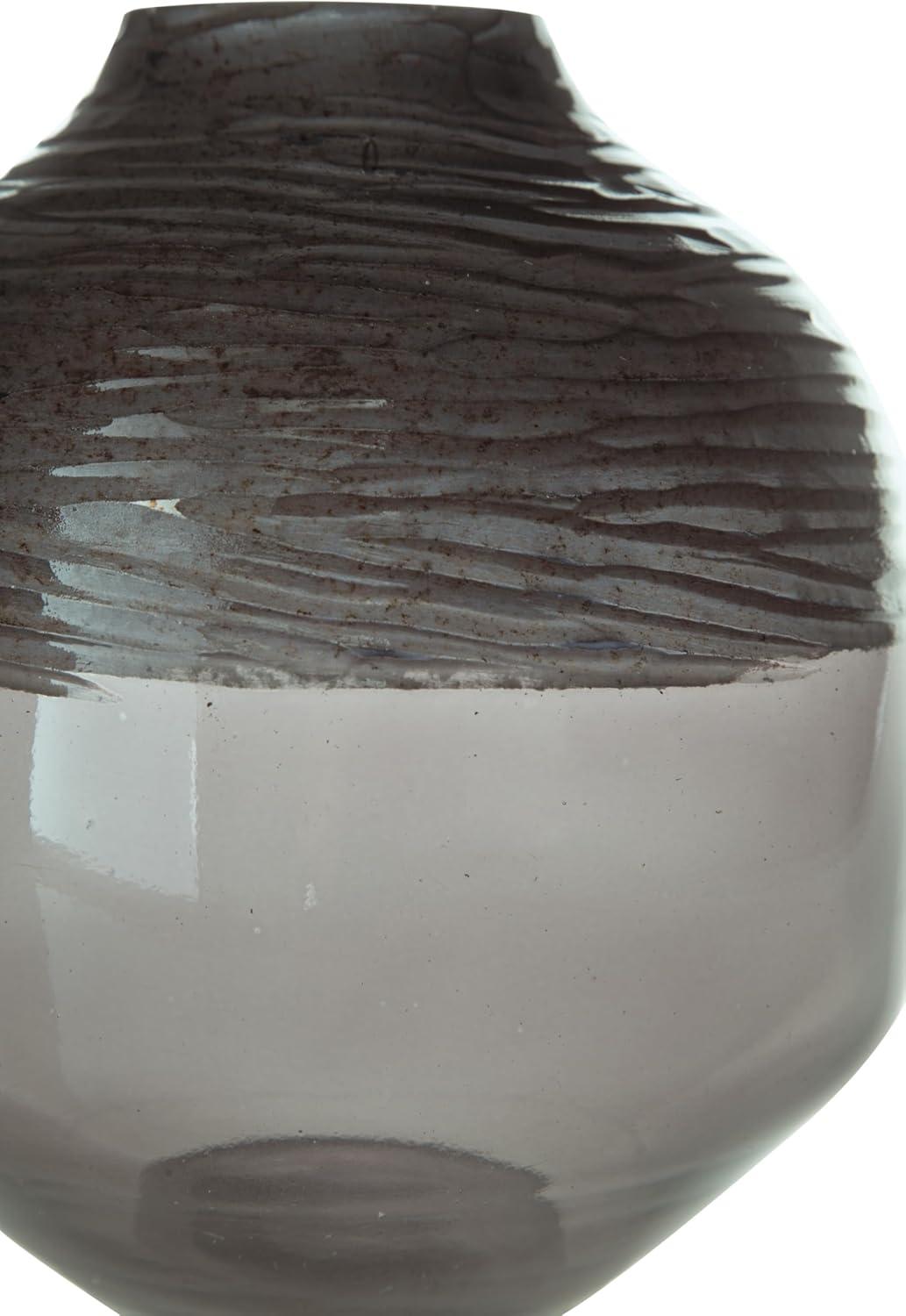 imageSignature Design by Ashley Harpwick Modern Indoor Glass Vase with HandCarved Top GrayMedium