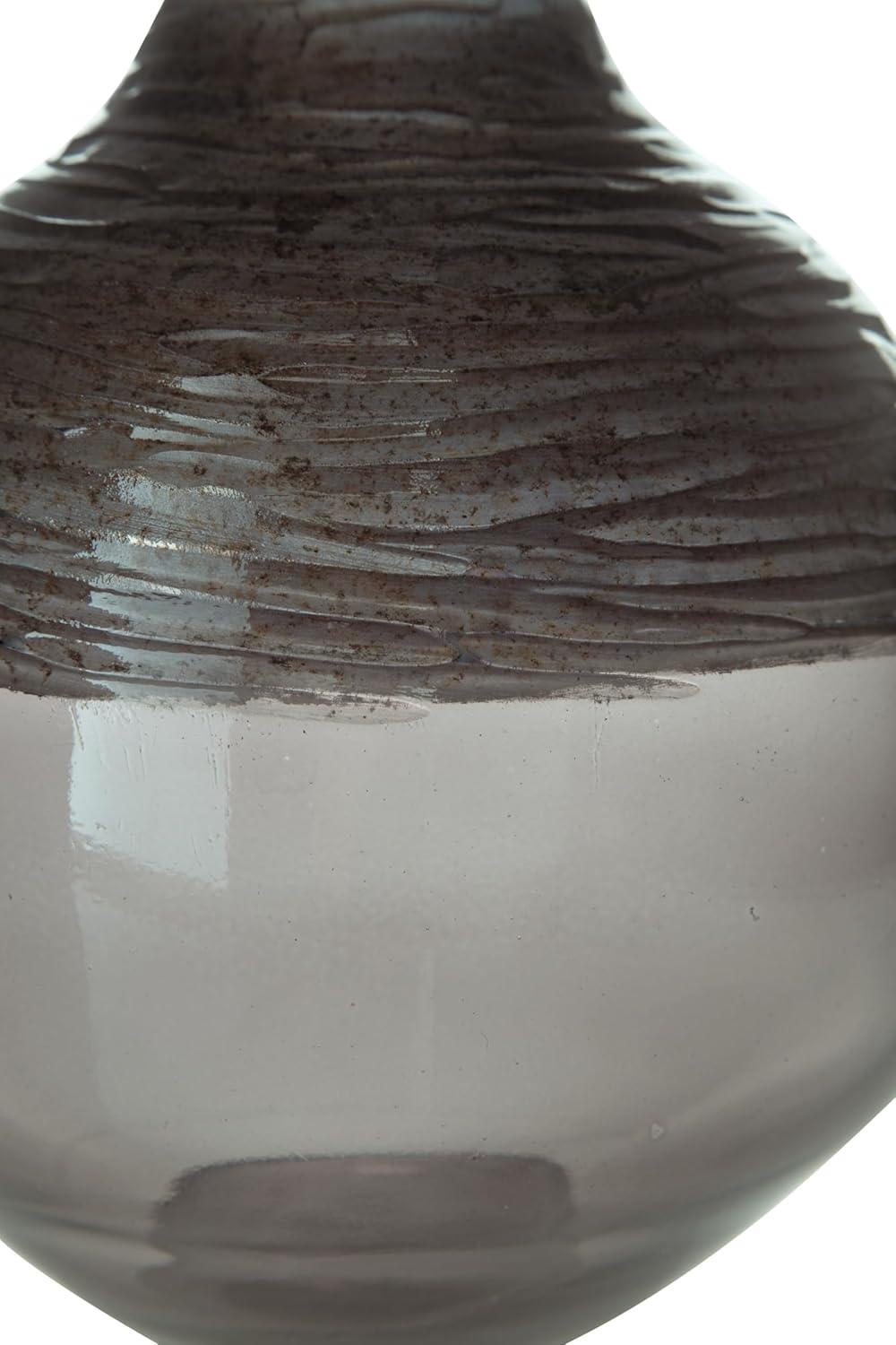 imageSignature Design by Ashley Harpwick Modern Indoor Glass Vase with HandCarved Top GraySmall