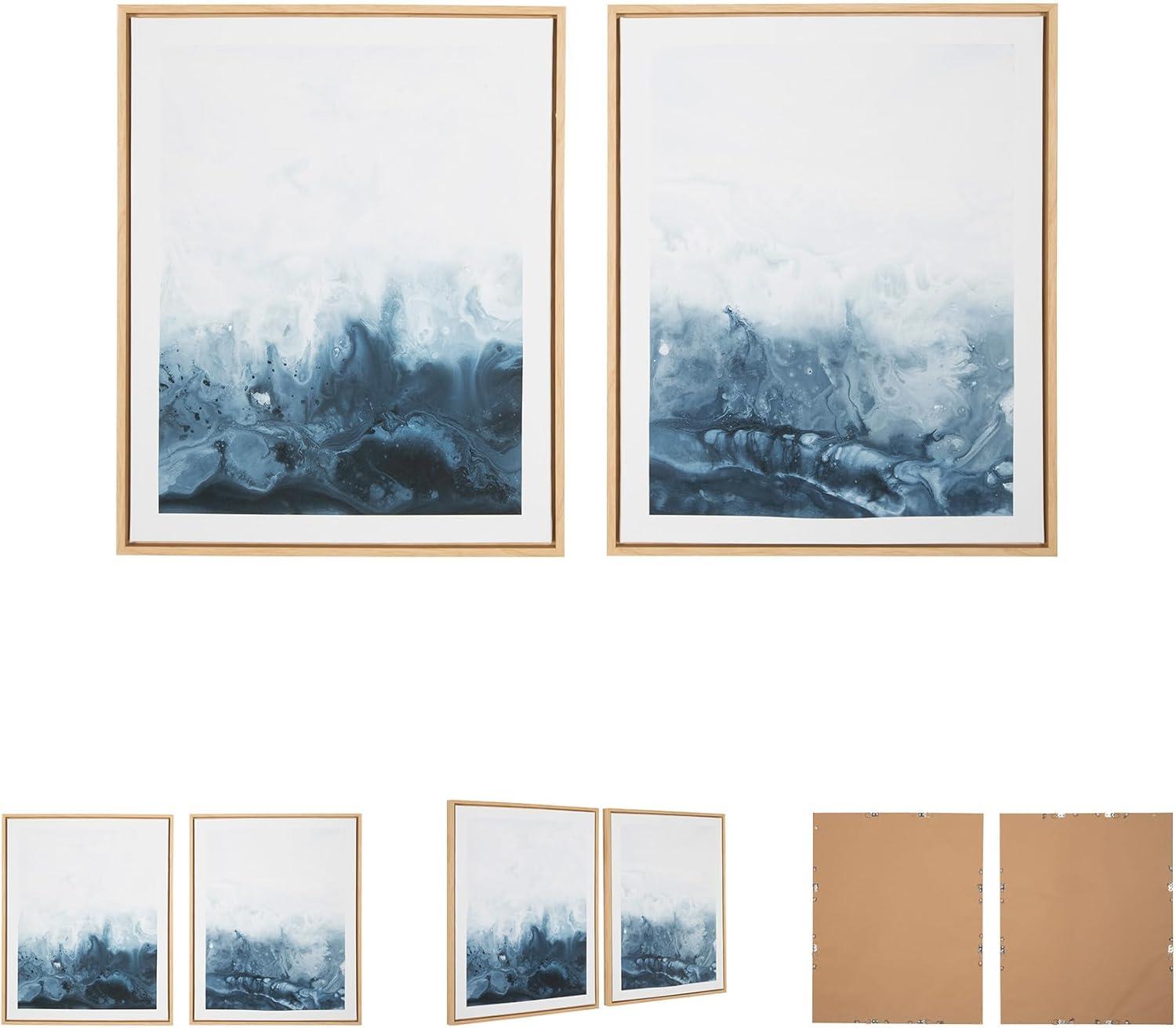 imageSignature Design by Ashley Holport Contemporary Abstract Framed Wall Art Set 2 Count Blue amp White